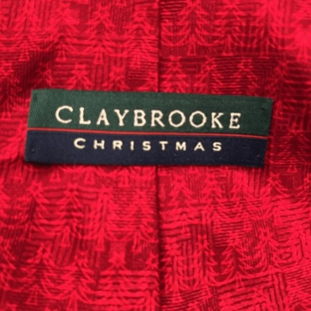 CLAYBROOKE Christmas tie imported 100% silk made‎ in the USA red blue green